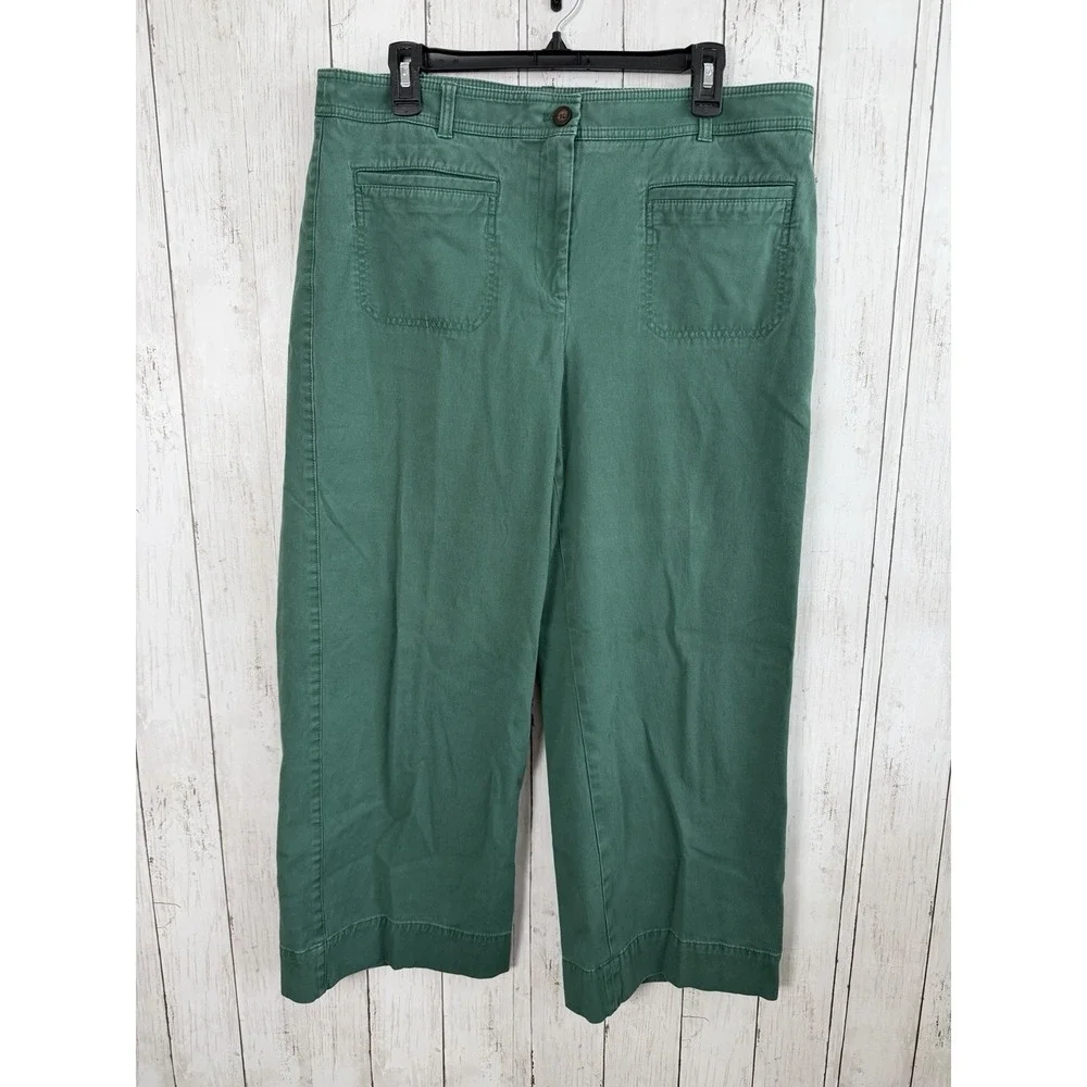 Women's Talbots Ankle Front Pocket Wide Leg Pants Green Size 14